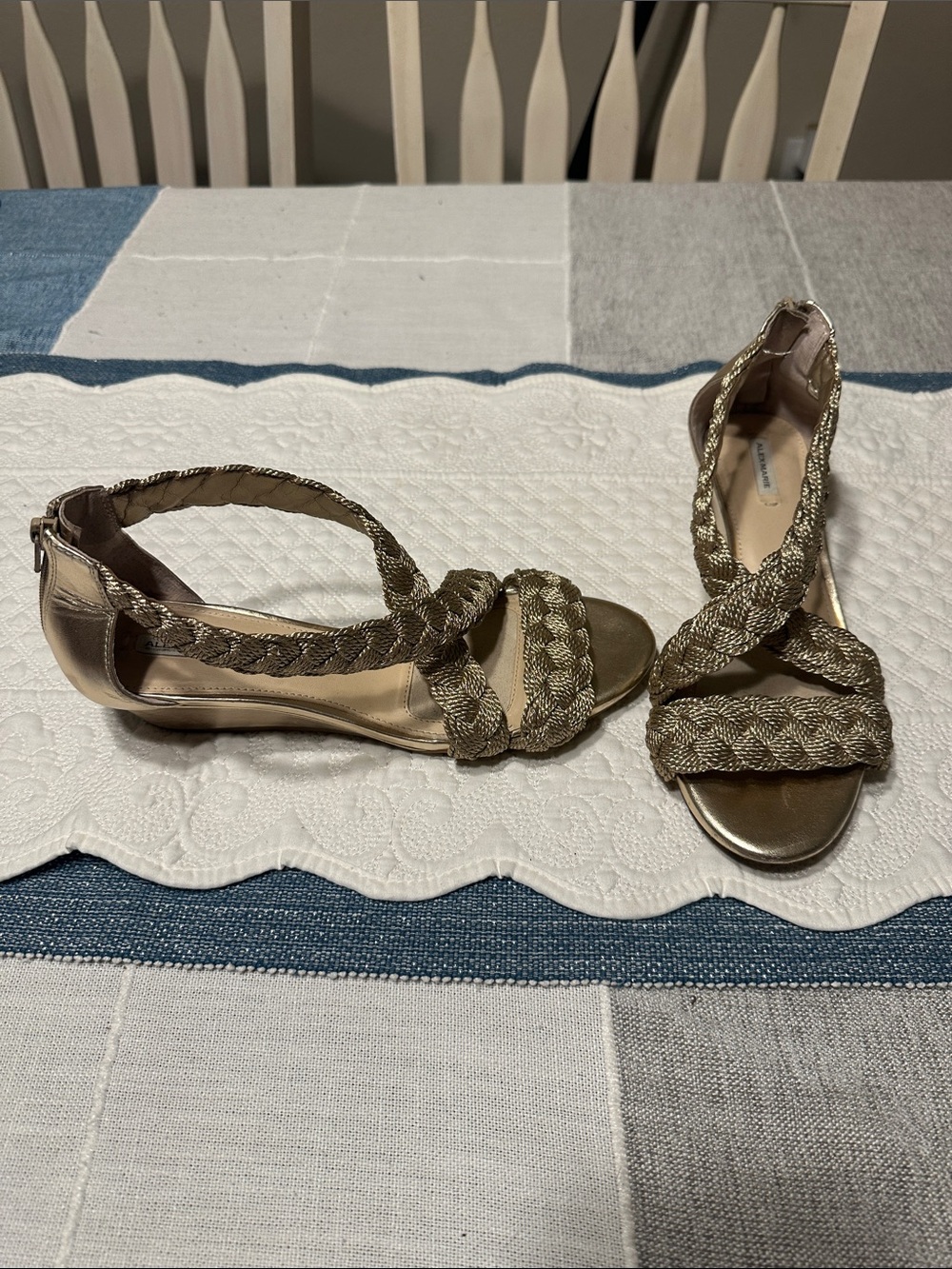 Alex Marie Metallic Gold Braided Strap Sandals